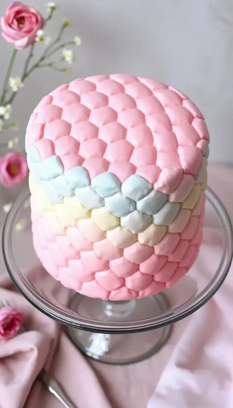 rainbow fondant quilted cake