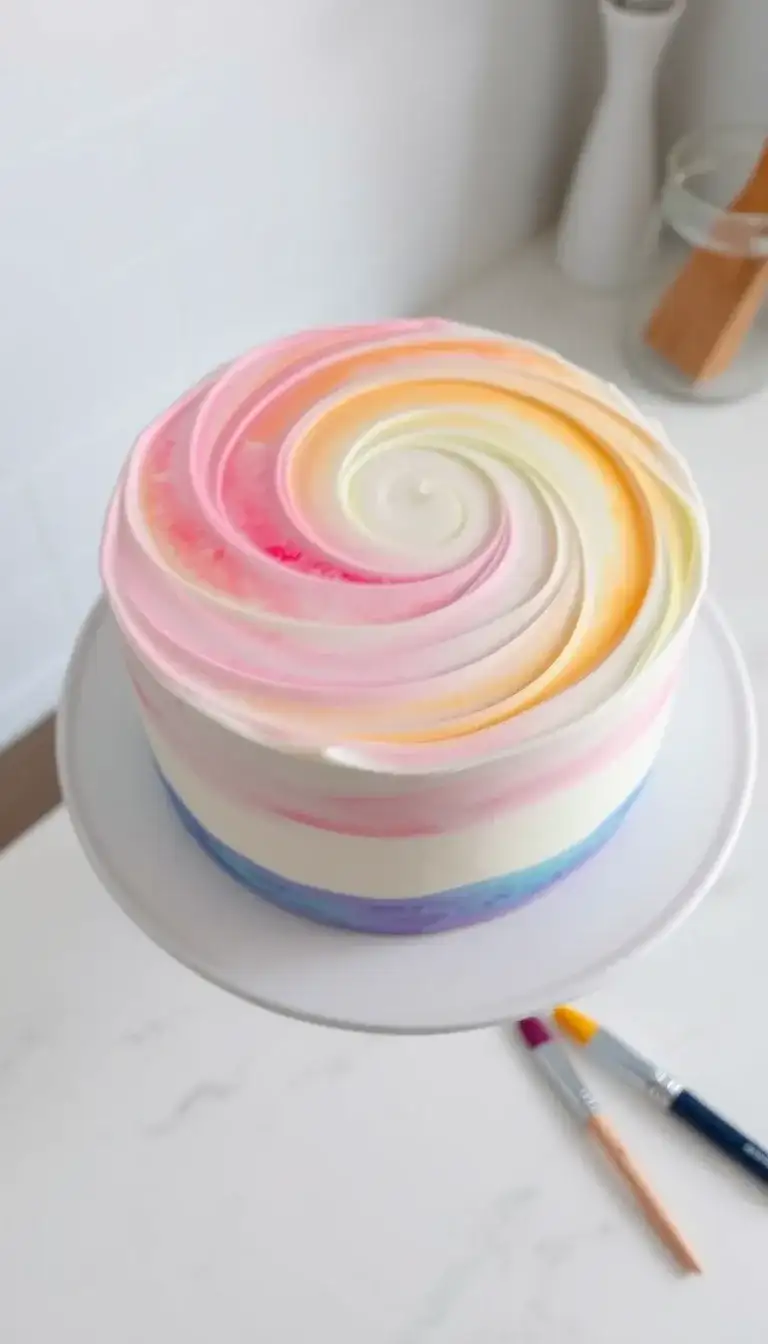 rainbow watercolor cake
