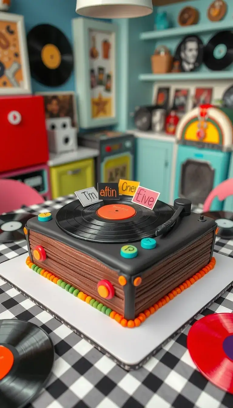 retro record player cake
