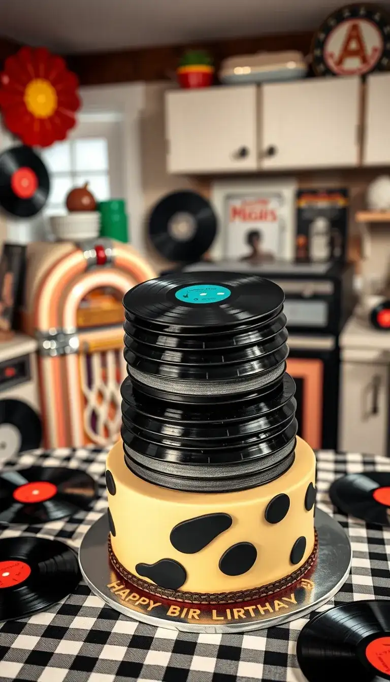 retro vinyl record cake