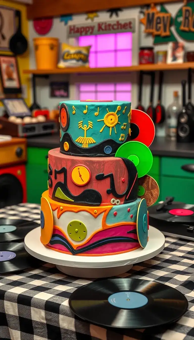 retro vinyl record cake