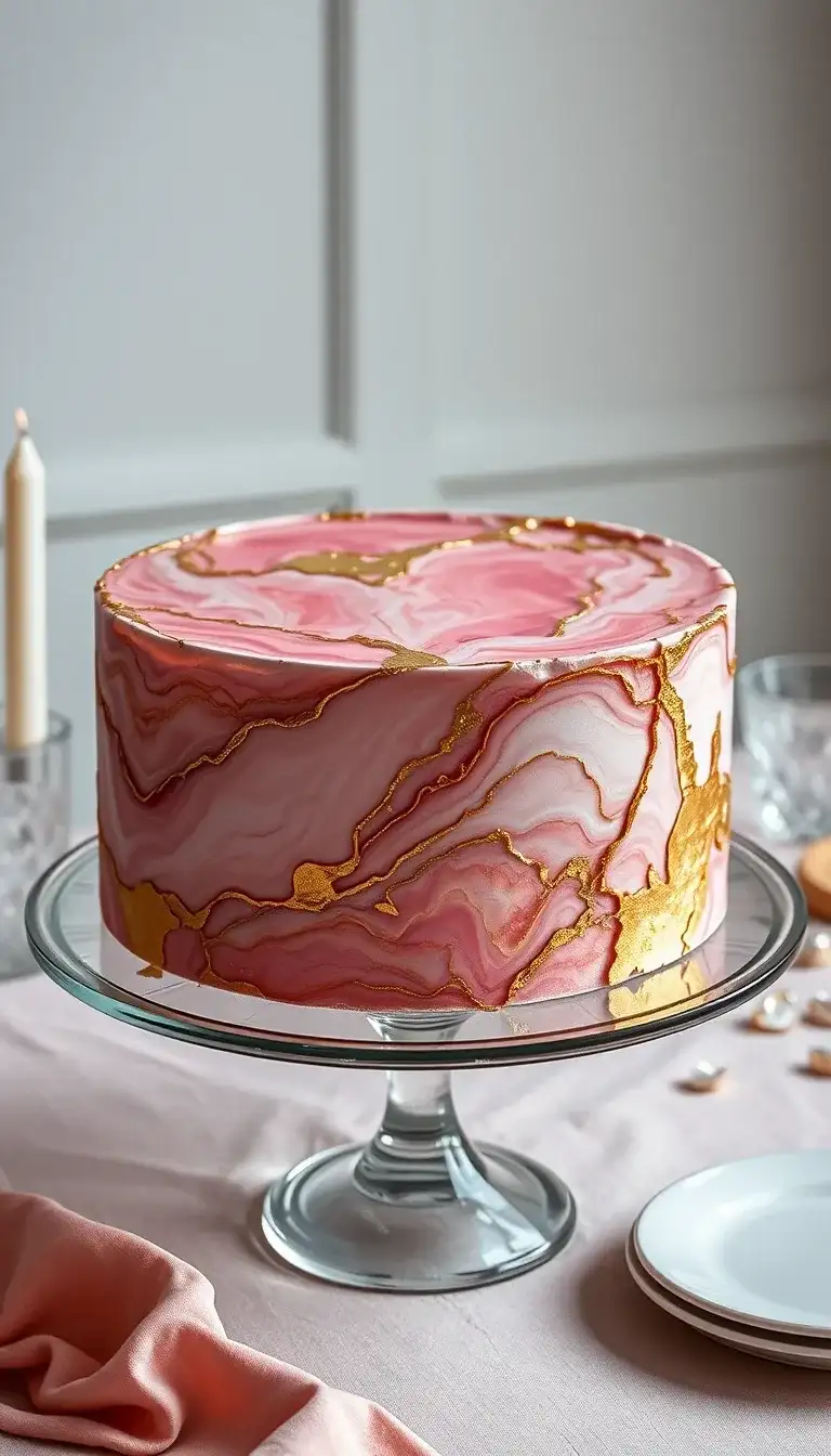 rose gold geode cake