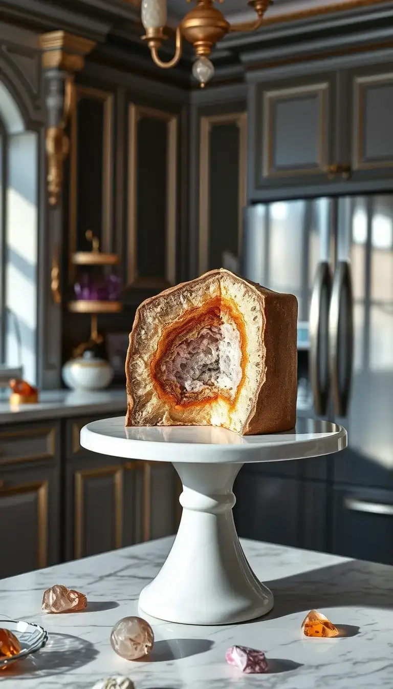 rose gold geode cake