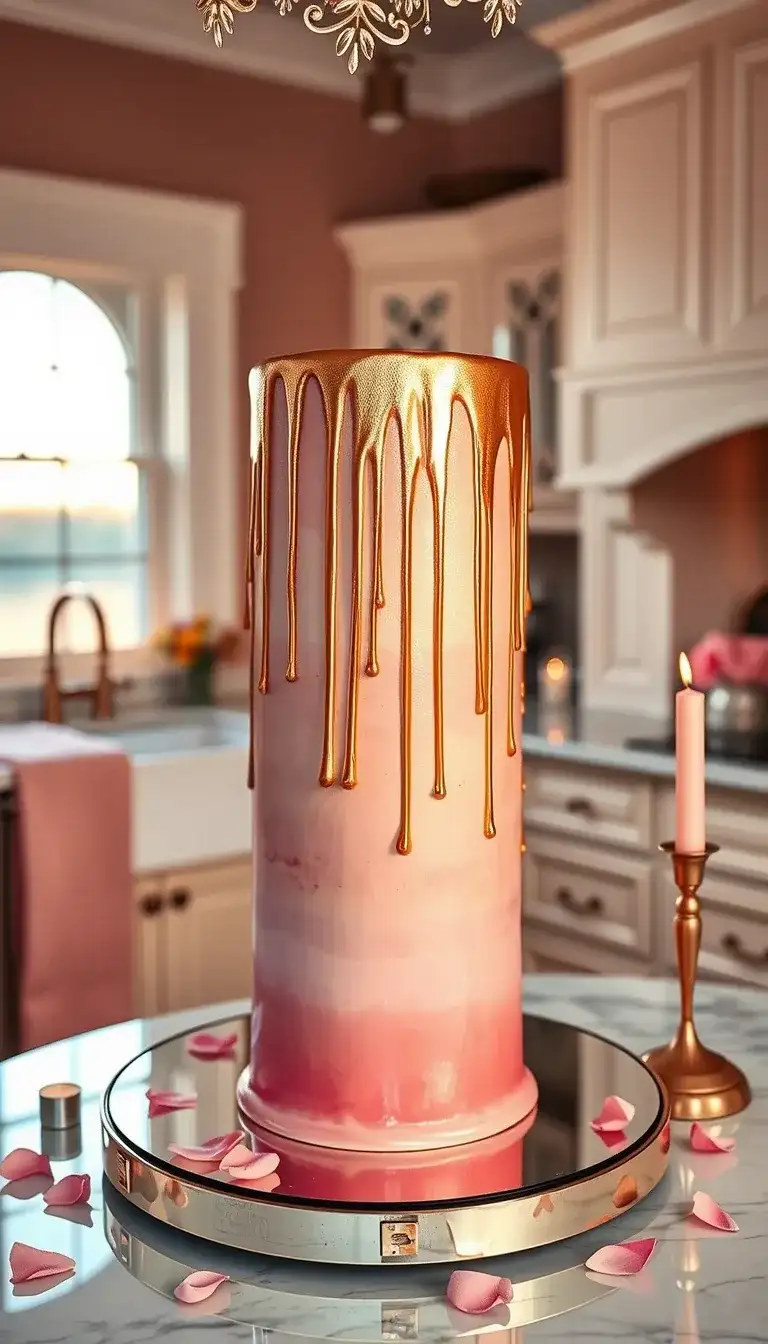 rose gold ombre drip cake