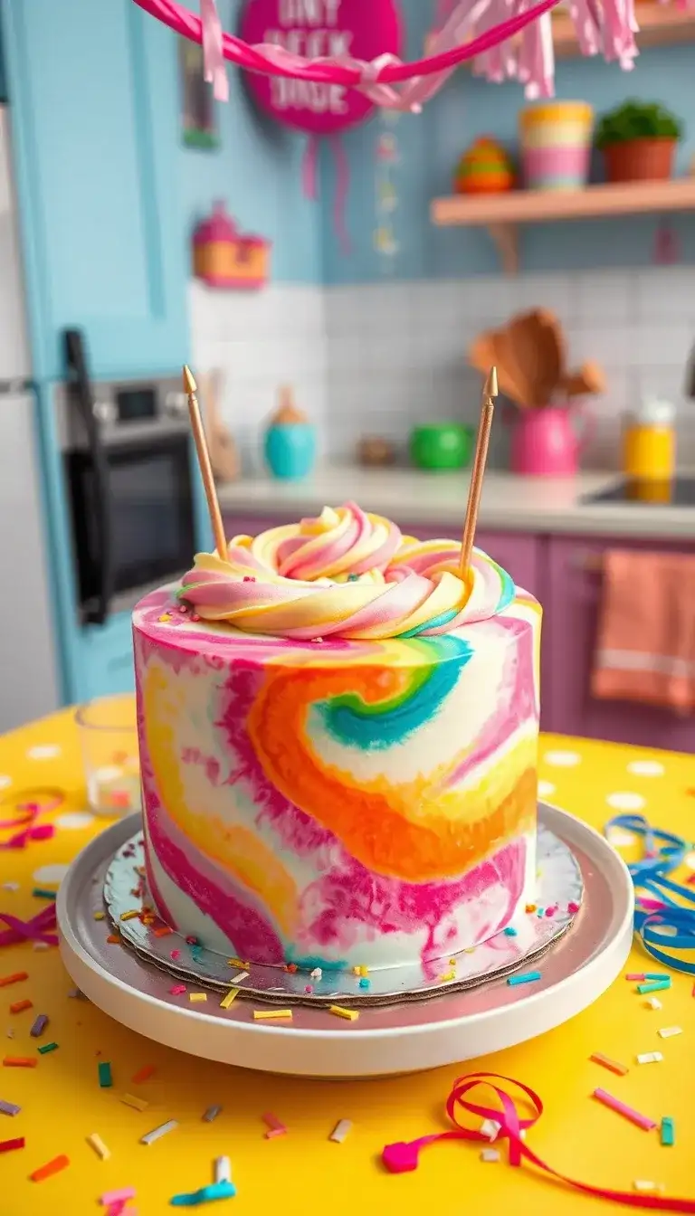 rose gold tie-dye cake