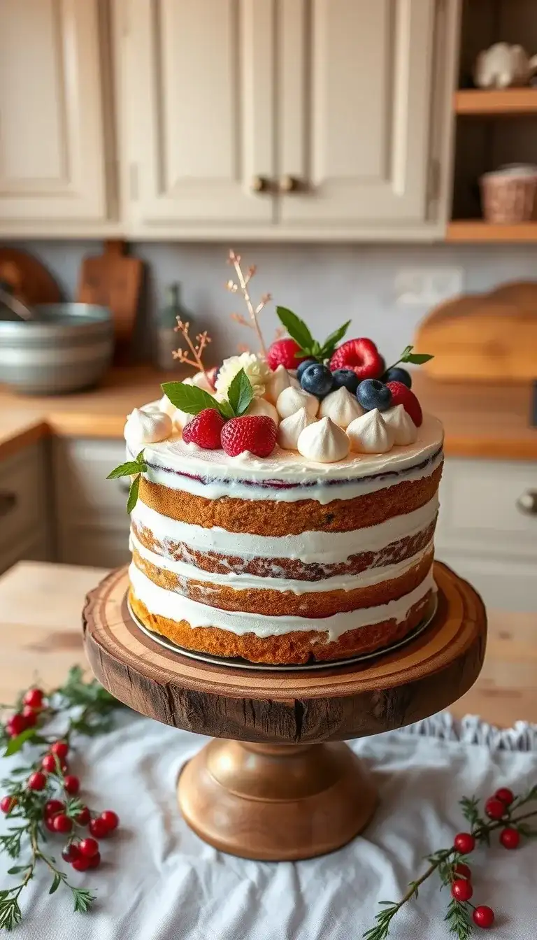 rustic rose gold naked cake