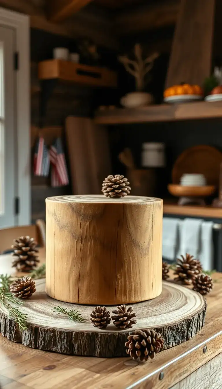 rustic wooden plank cake