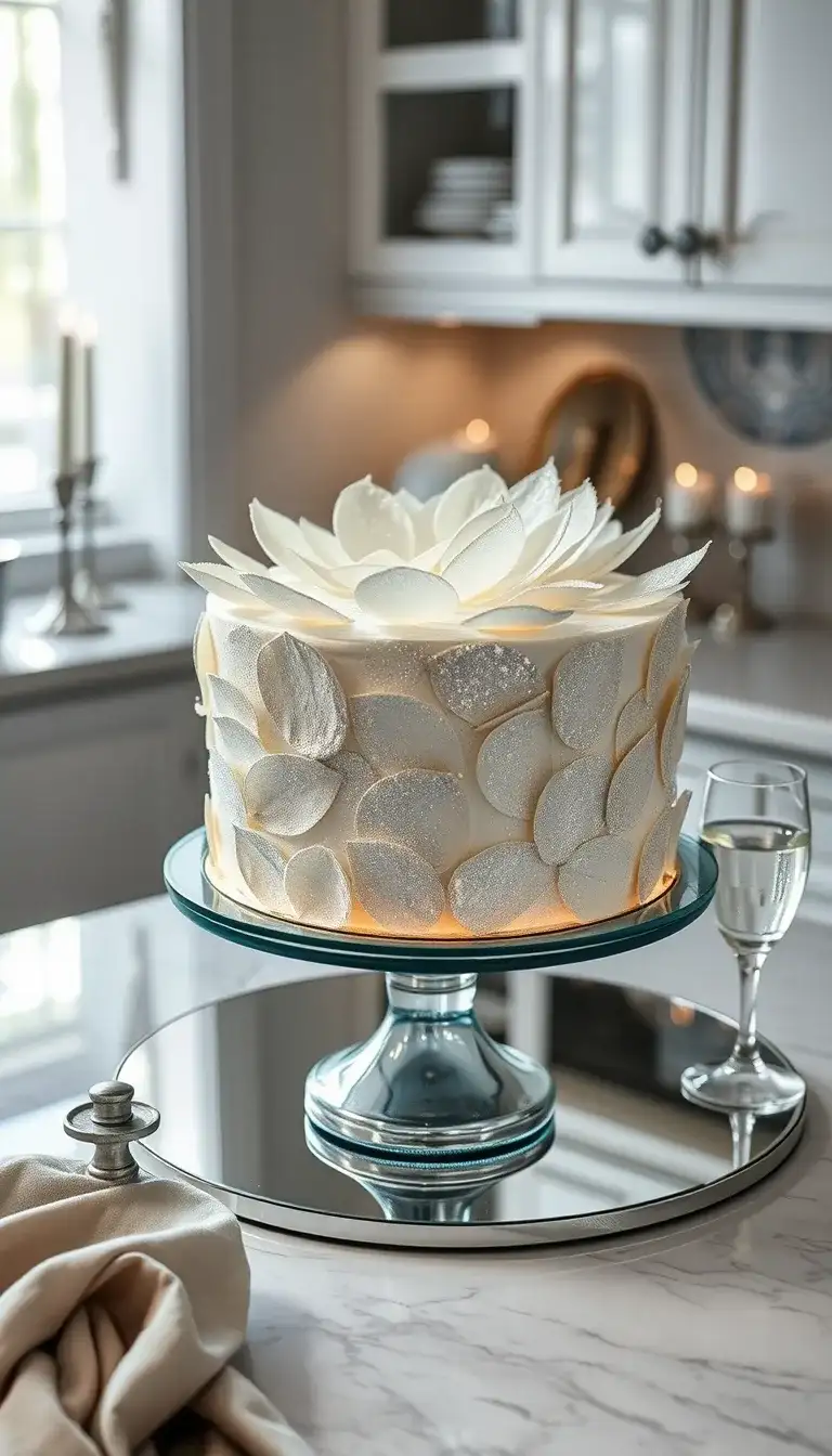 silver dust petal cake