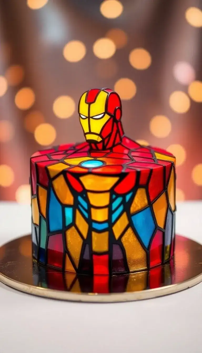 Stained Glass Iron Man Cake2.webp