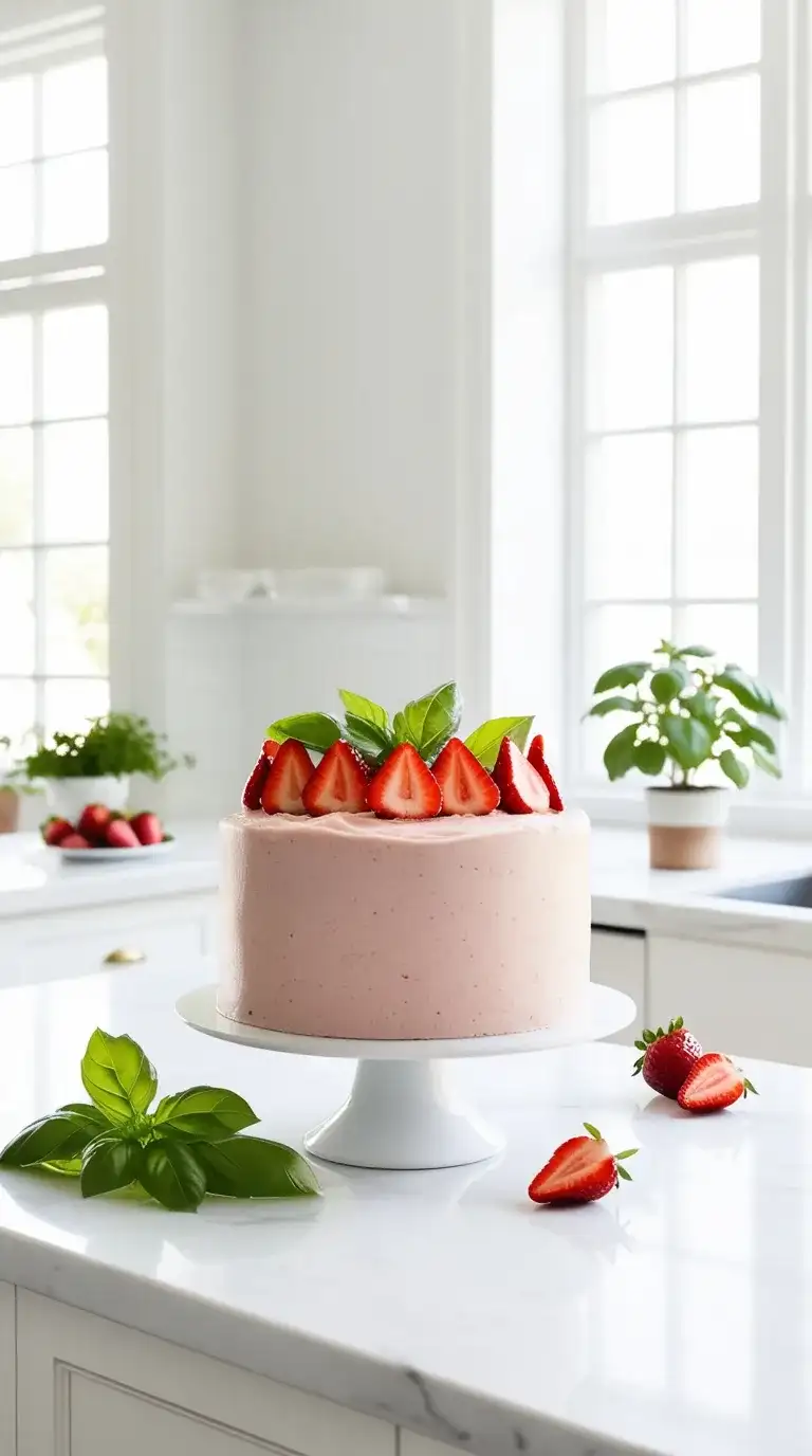 strawberry basil infused cake