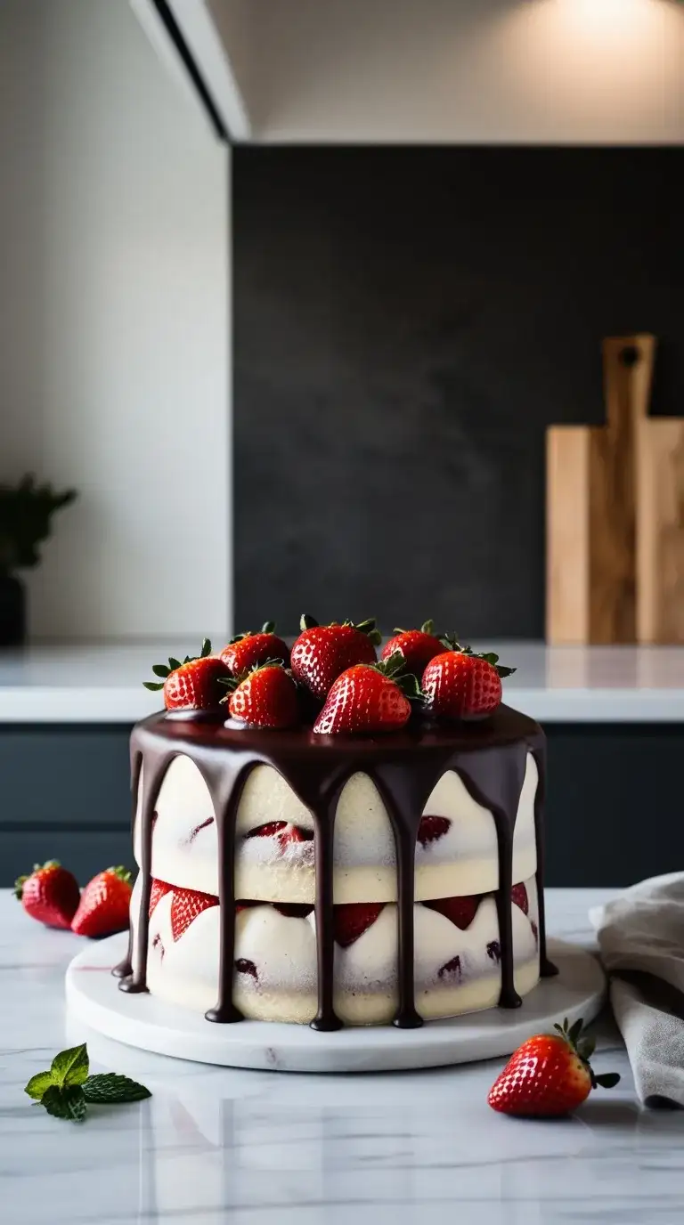 strawberry chocolate ganache cake