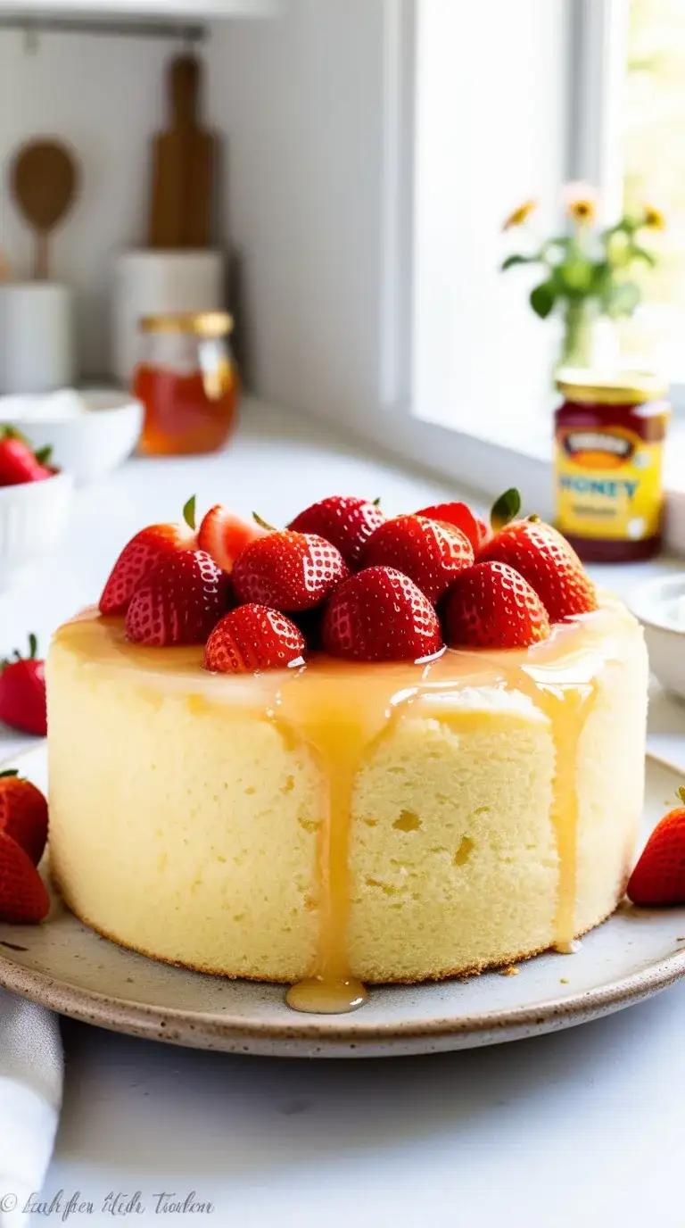 strawberry honey yogurt cake