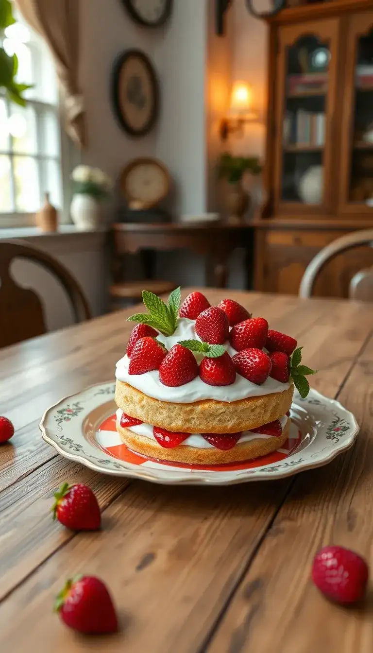strawberry shortcake with mint