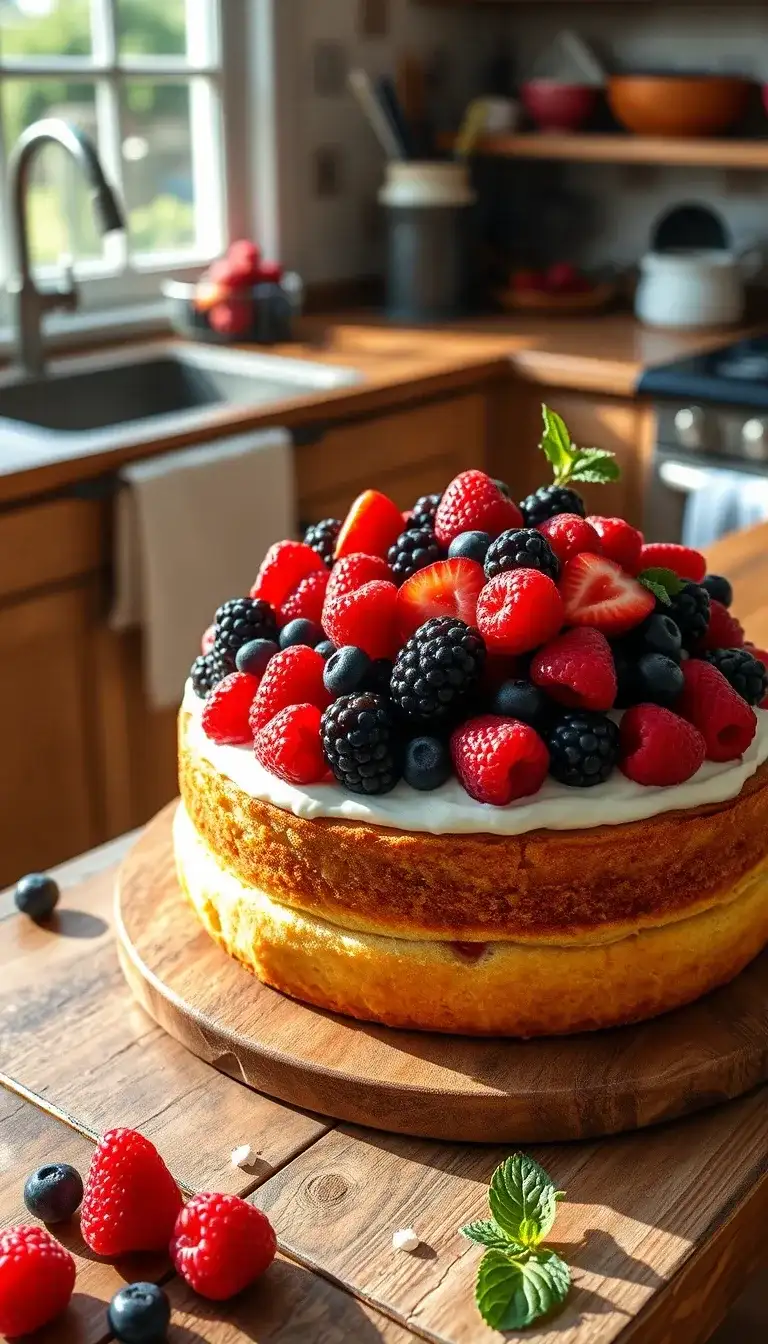 summer berry and ricotta cake