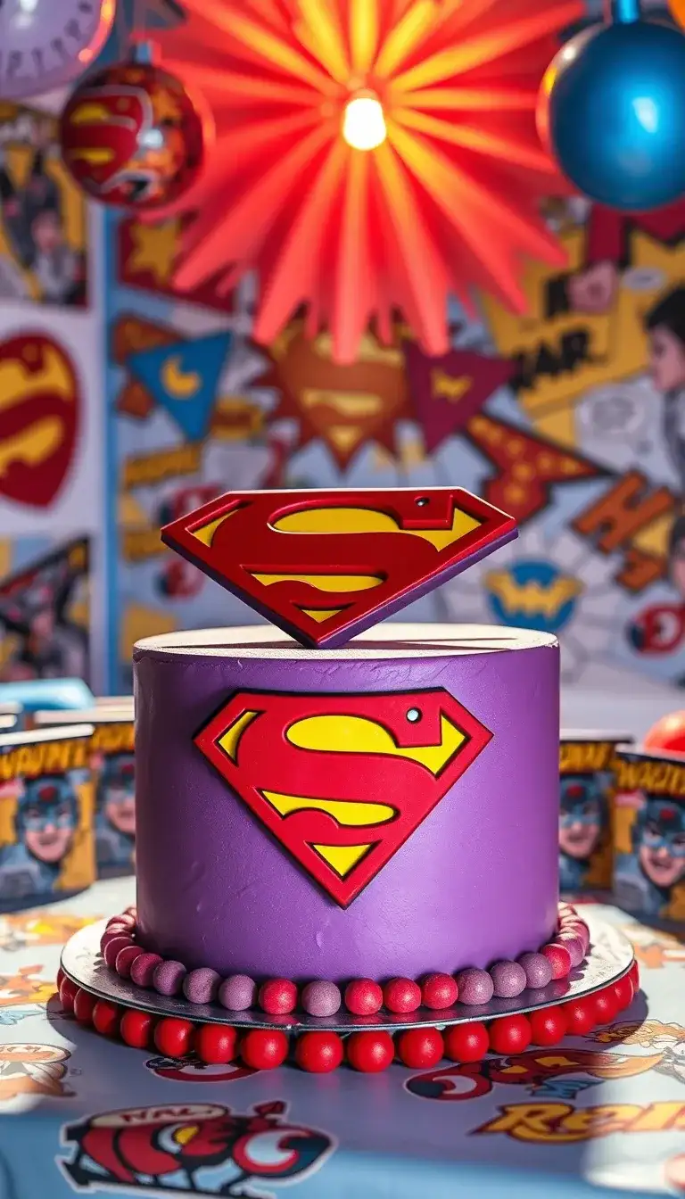 superhero logo cake
