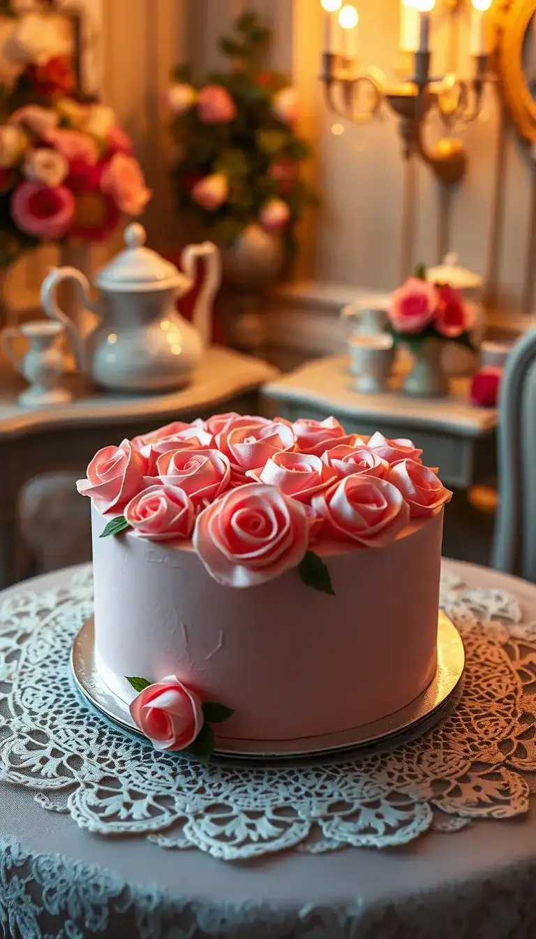 tea rose fondant cake