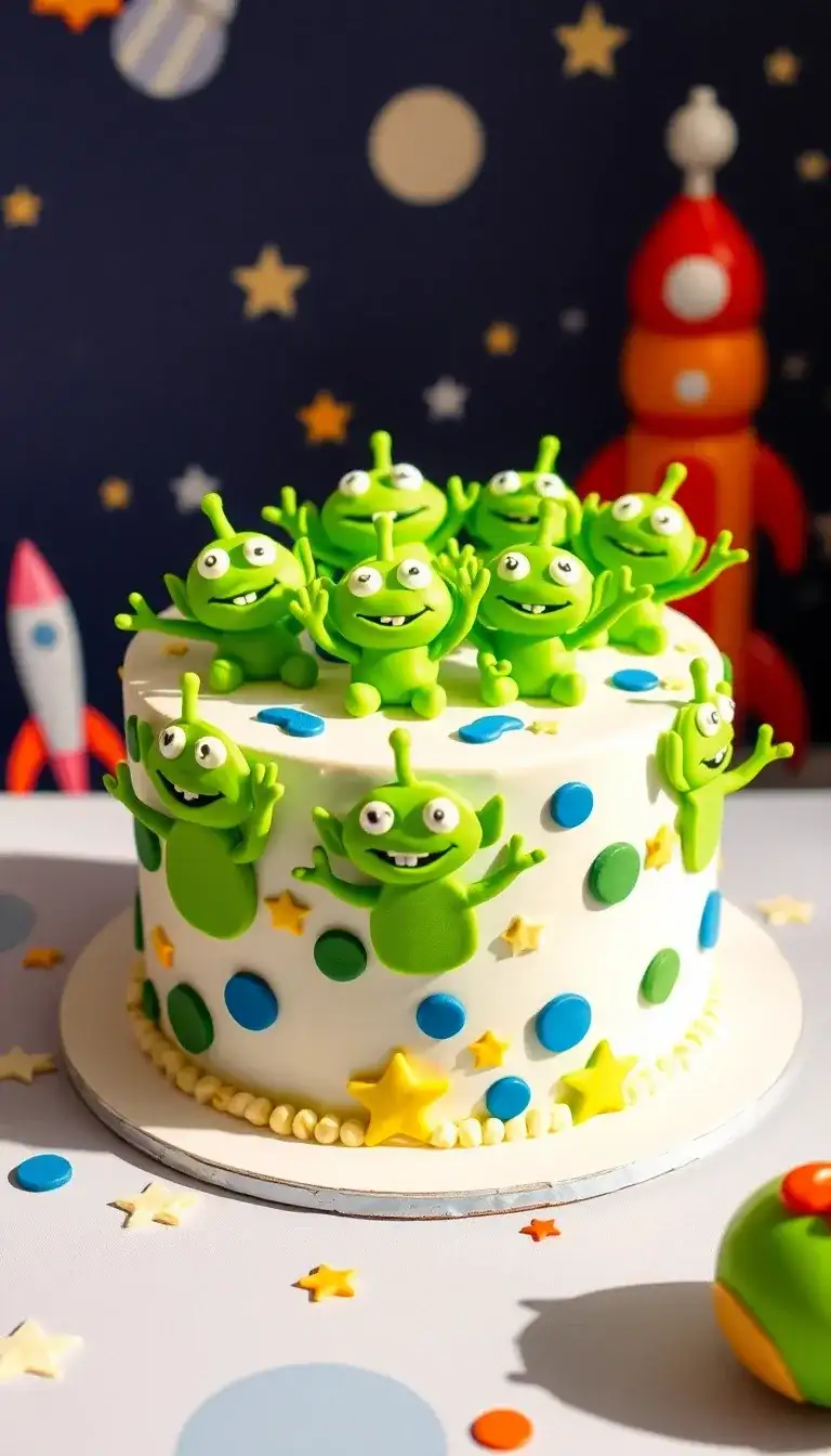 Toy Story Aliens Fondant Cake2.webp