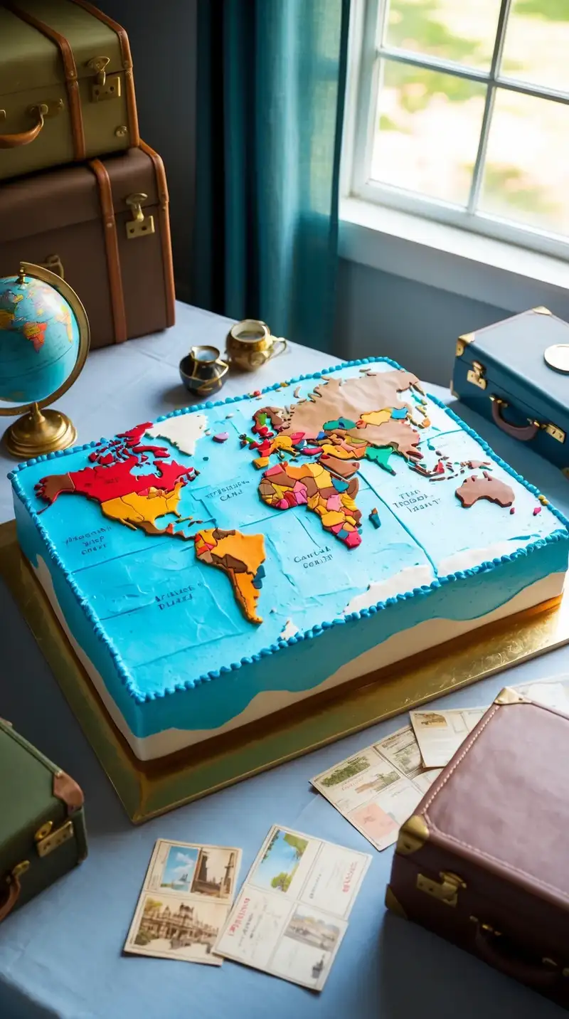 Travel Map Cake