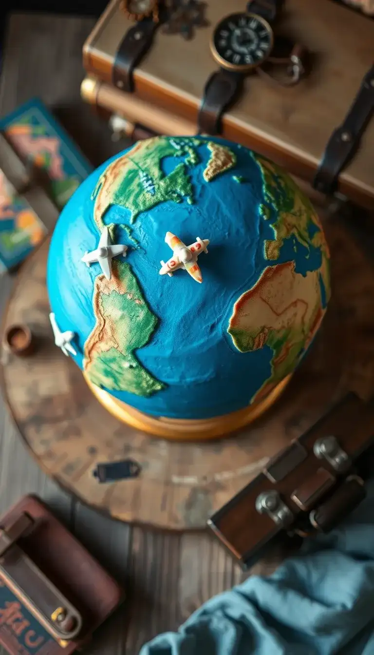 travel-themed globe cake