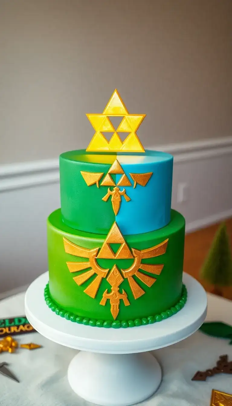 Triforce of Courage and Wisdom Cake1.webp