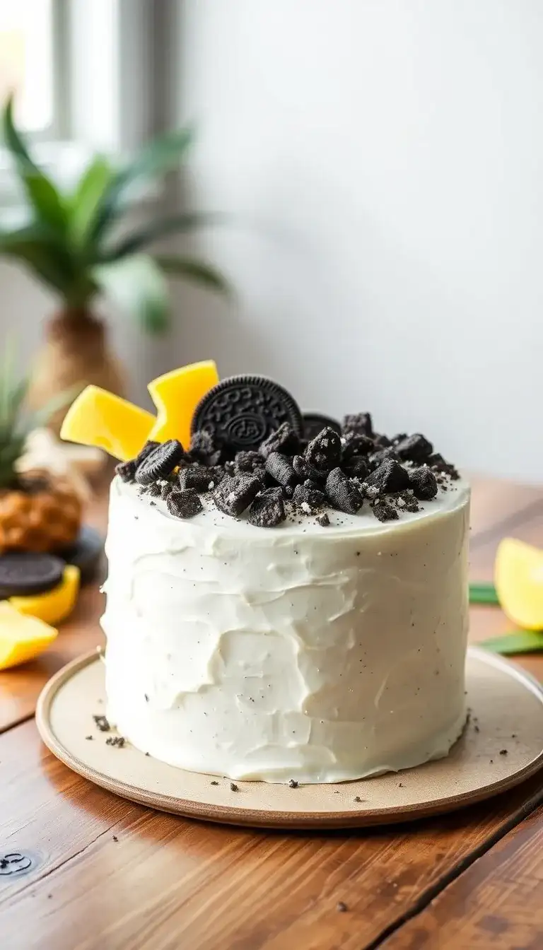 tropical oreo pina colada cake