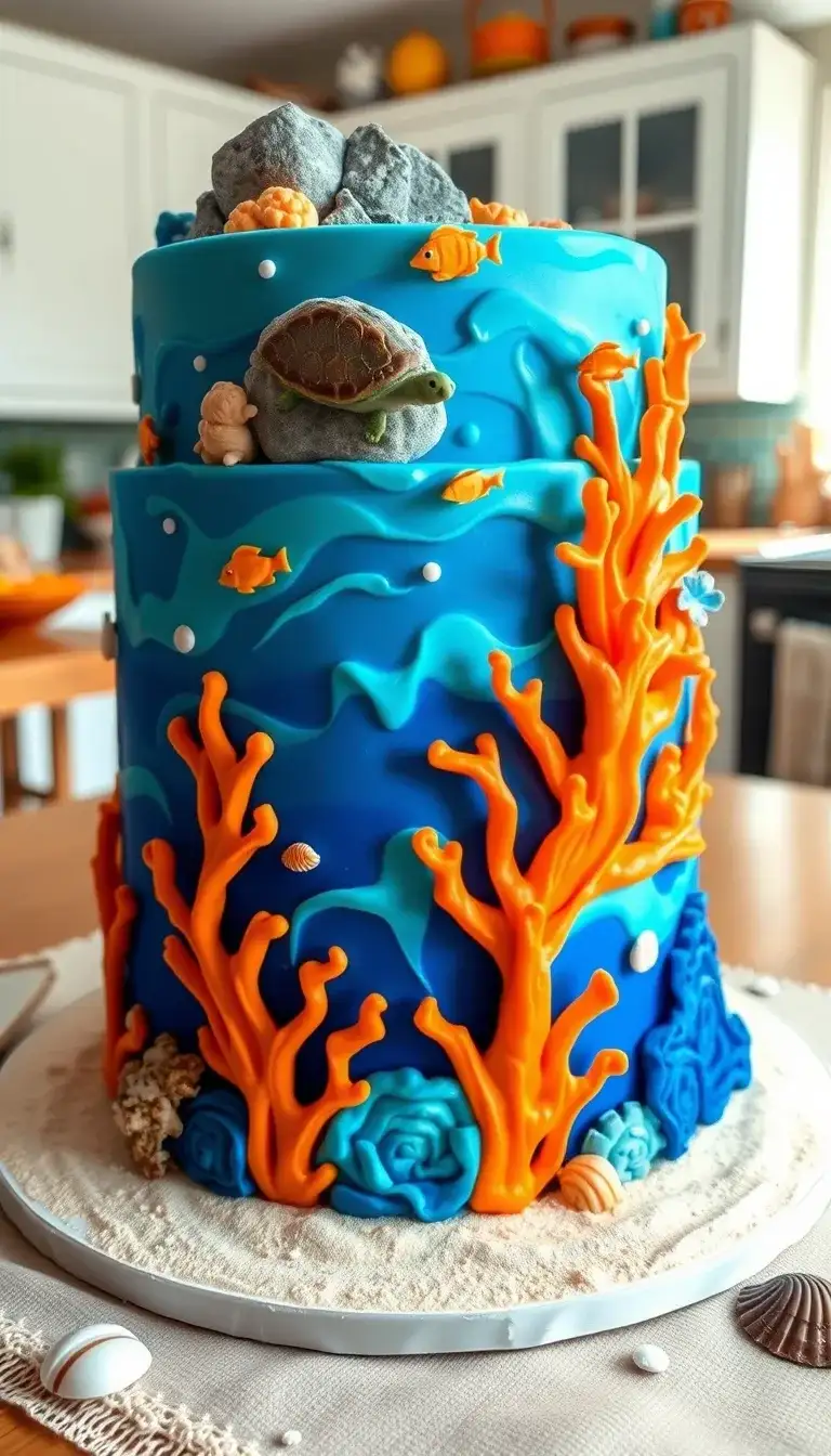 underwater coral reef cake