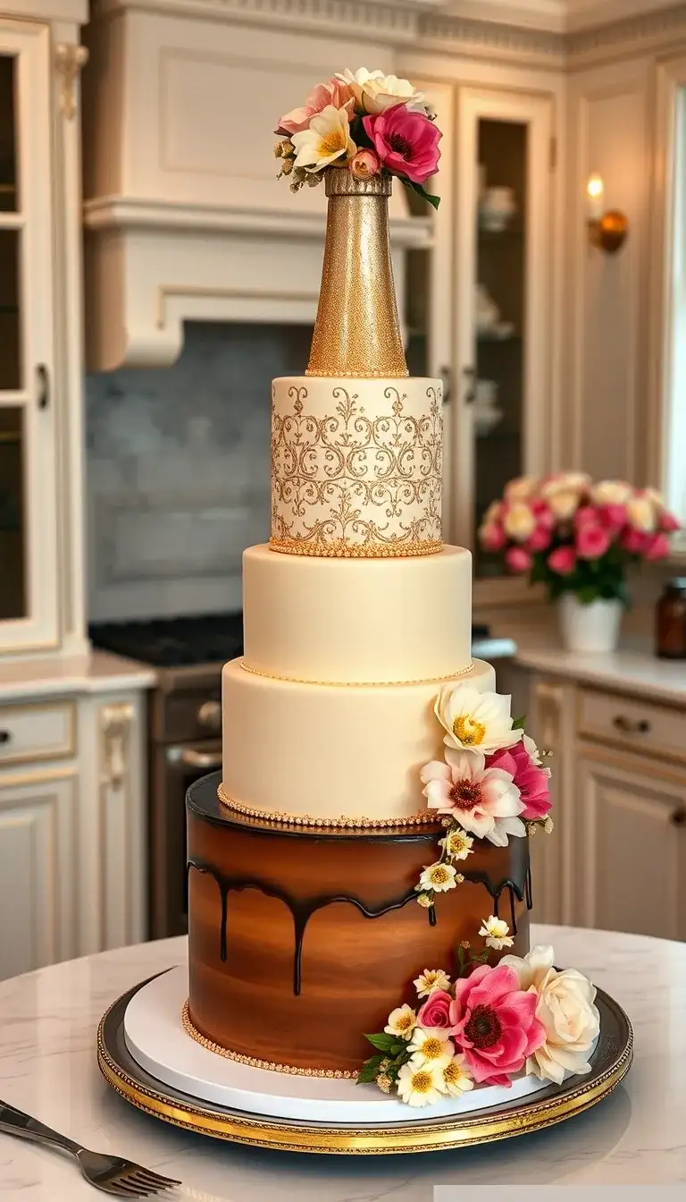 vintage champagne tower cake