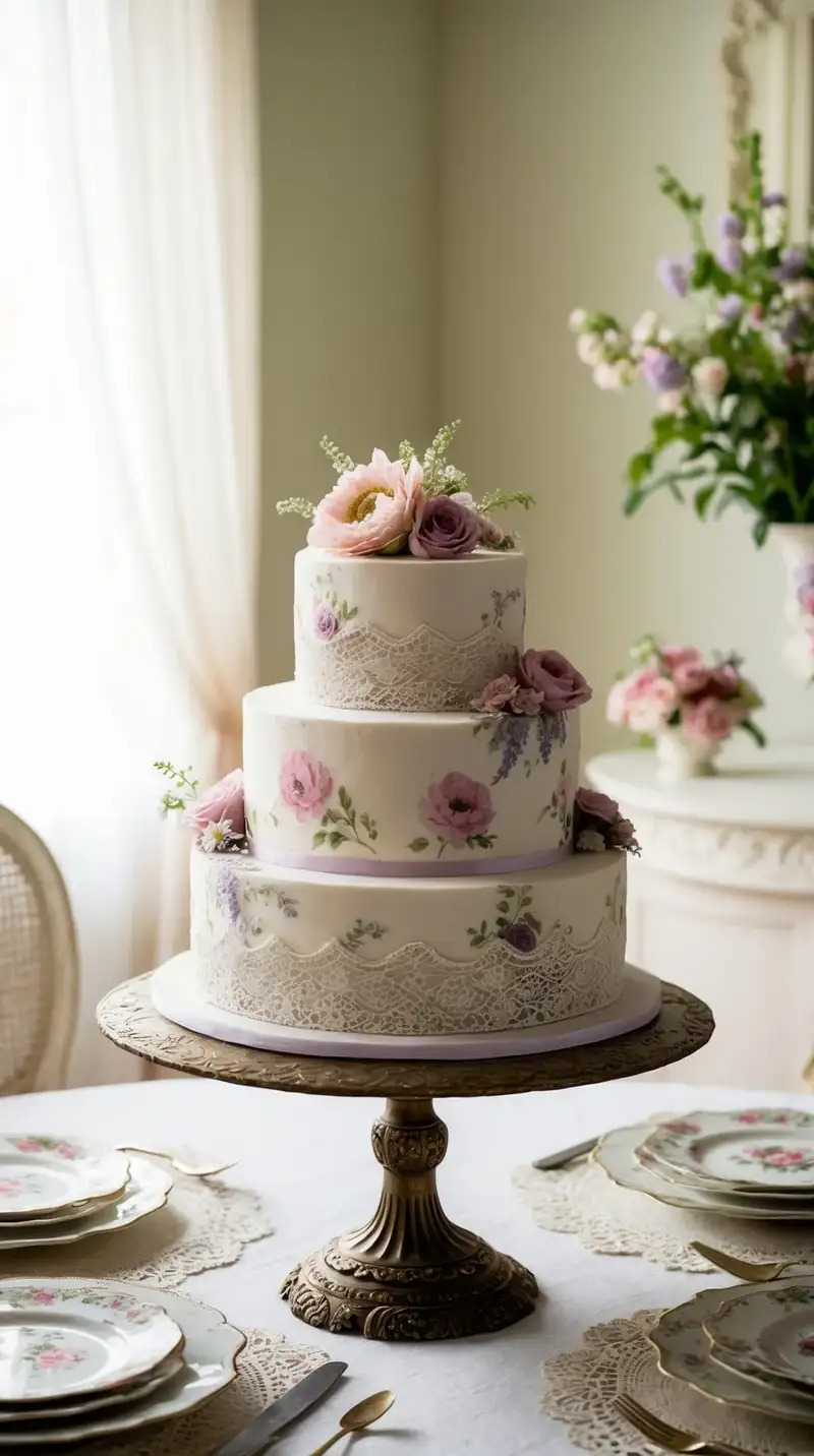 vintage floral cake