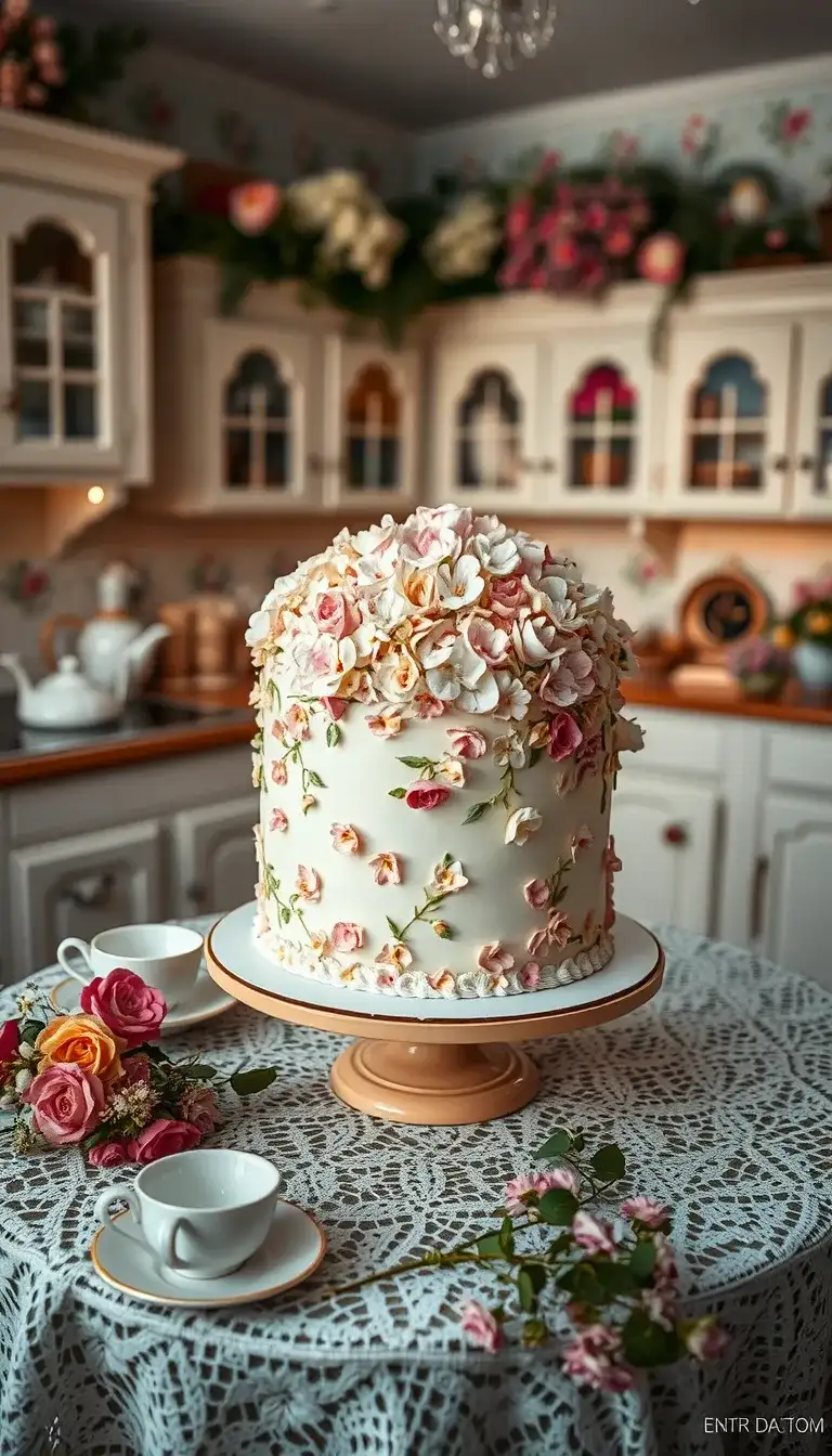 vintage floral cake