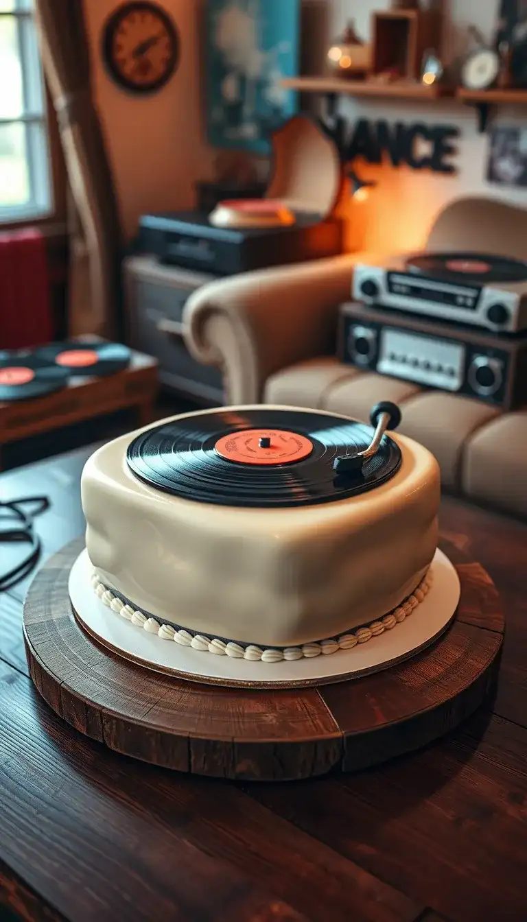 vintage vinyl record cake