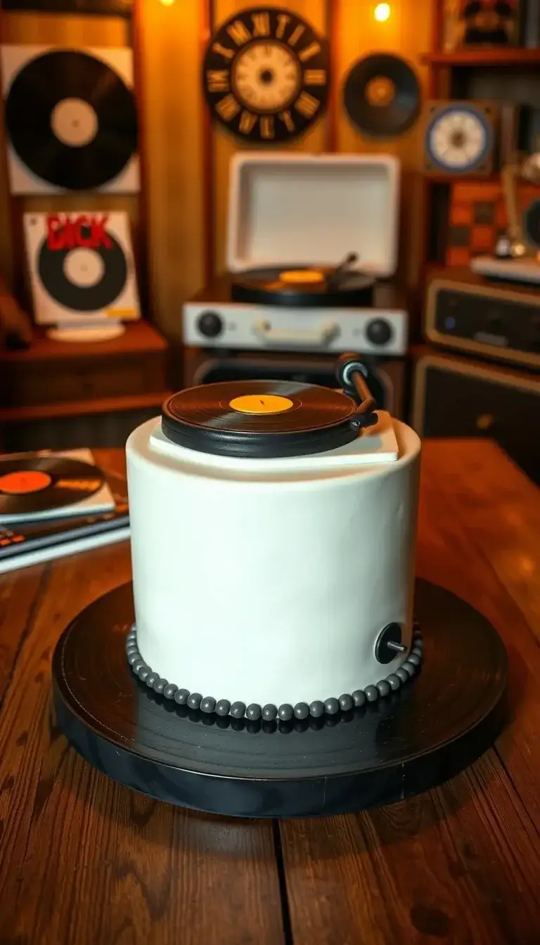 vinyl record player cake