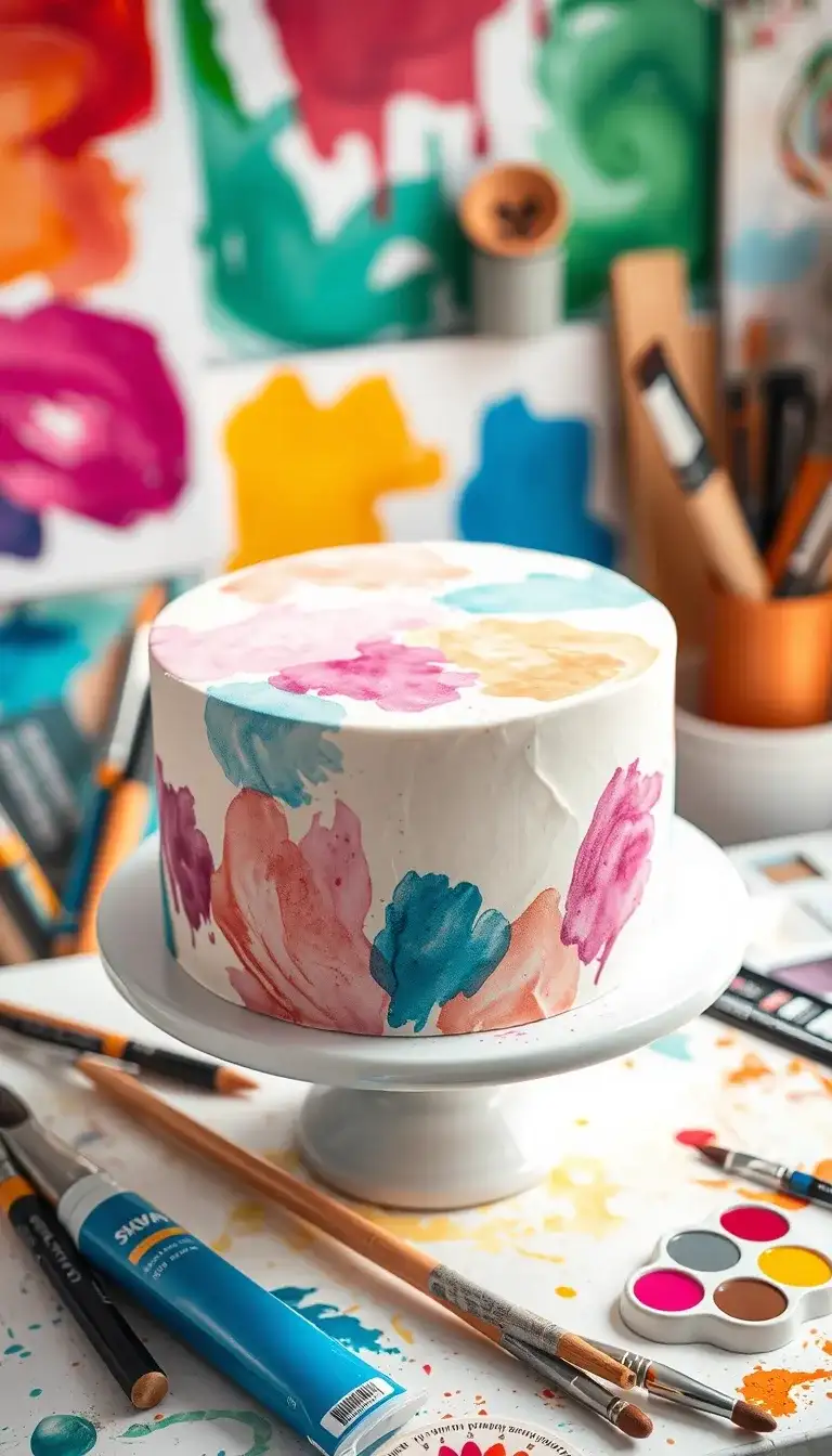 watercolor splash cake