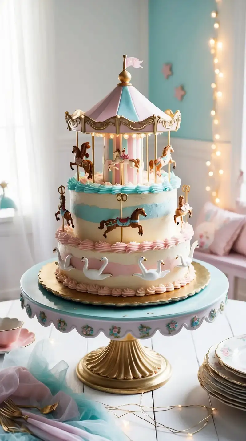 whimsical carousel cake