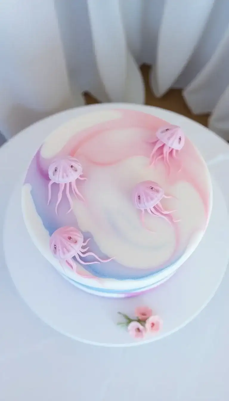Whimsical Watercolor Jellyfish Cake1.webp