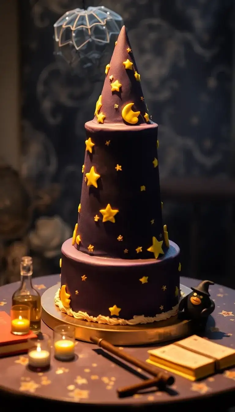 Whimsical Wizard’s Hat Cake2.webp