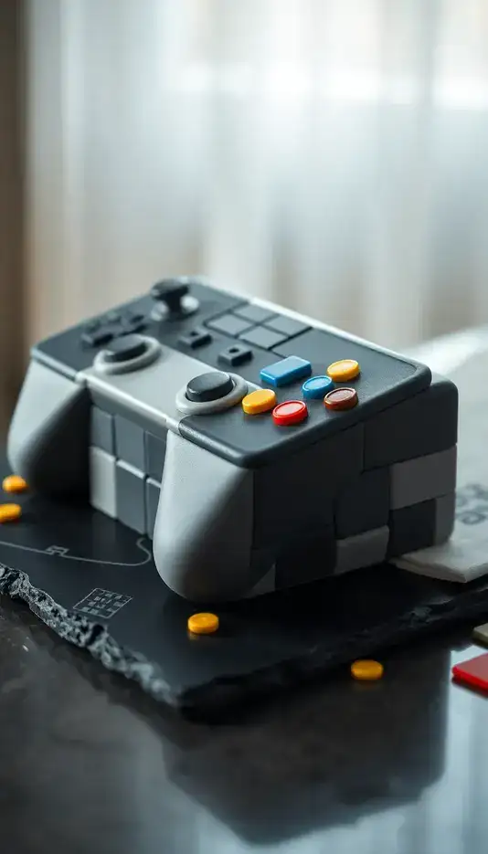 Pixel Art Video Game Controller Cake