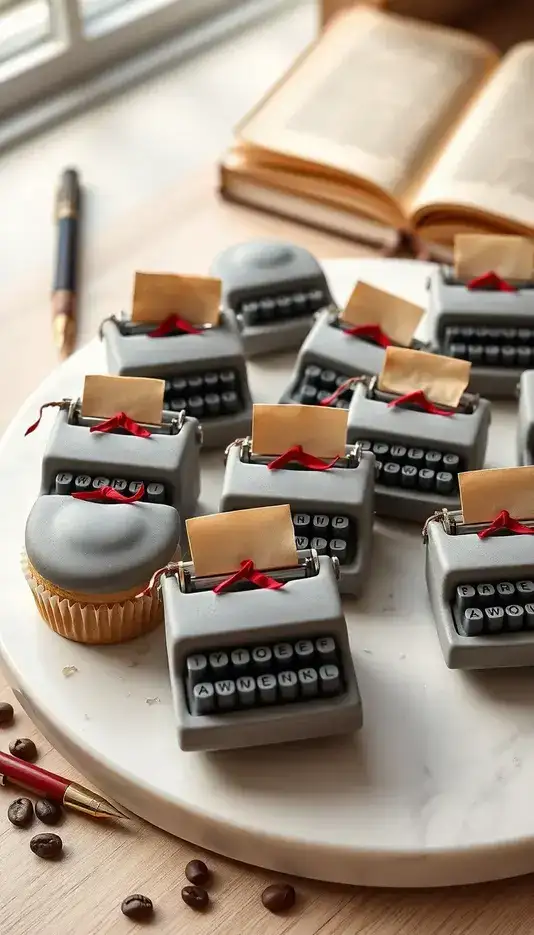 Mini Typewriter Cupcakes Set