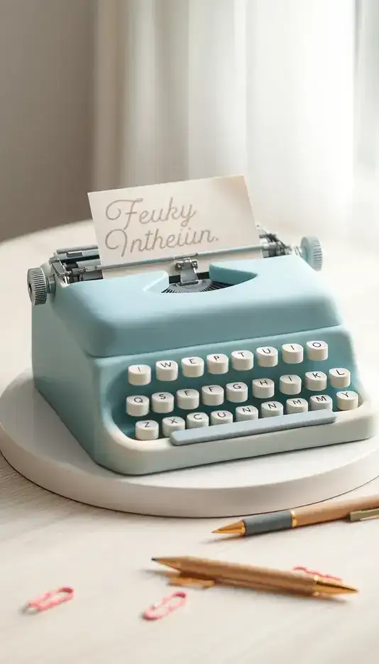 Cute Cartoon Style Typewriter Cake