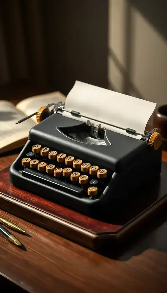 Typewriter Cake with Gold Accents