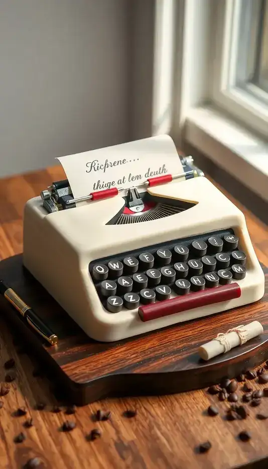 Typewriter Cake with Hand-Painted Details