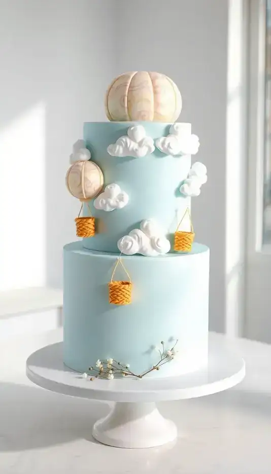 Clouds and Sky Hot Air Balloon Cake