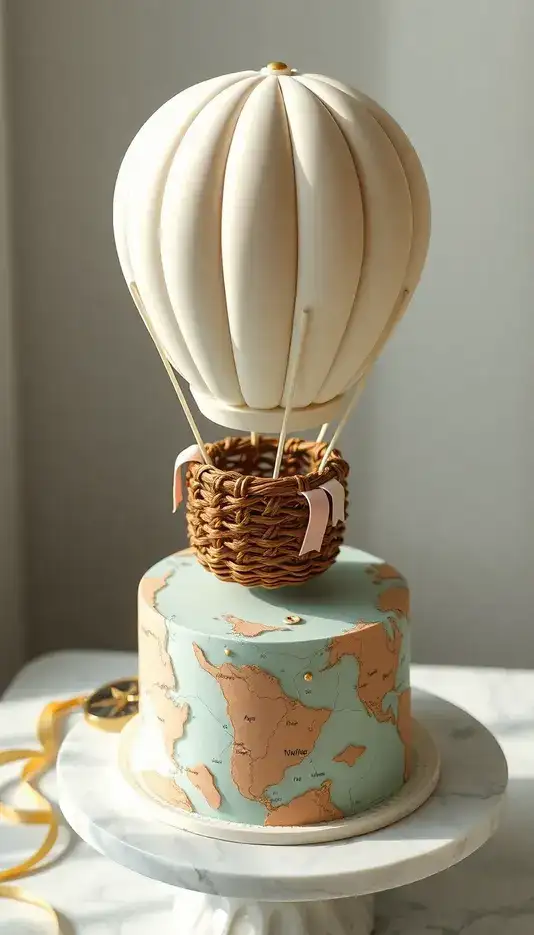Adventure Map Hot Air Balloon Cake