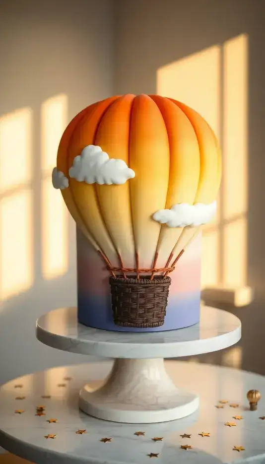 Sunset Glow Hot Air Balloon Cake