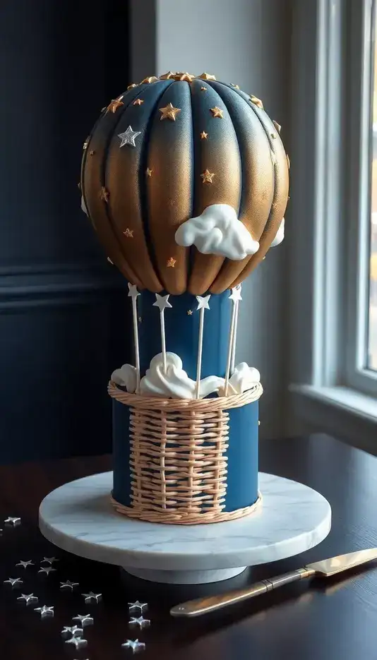Starry Night Hot Air Balloon Cake