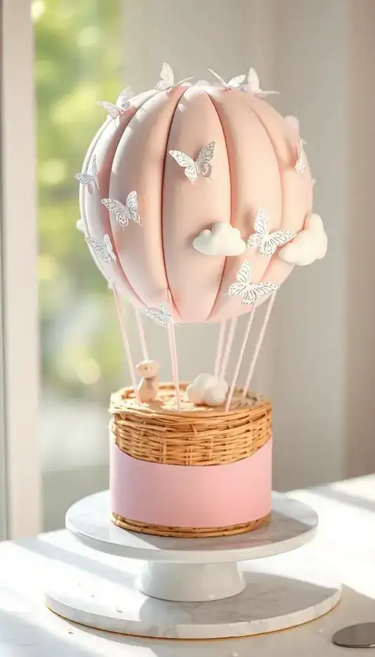 Butterfly Accented Hot Air Balloon Cake