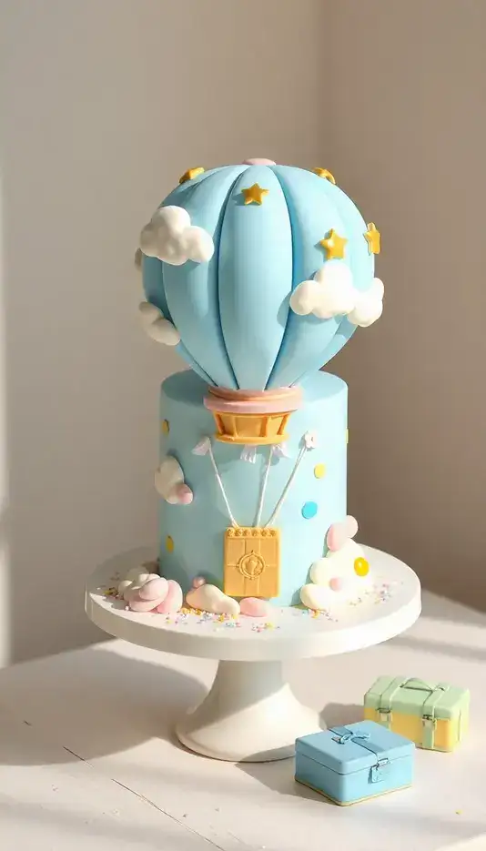Cartoon Style Hot Air Balloon Cake