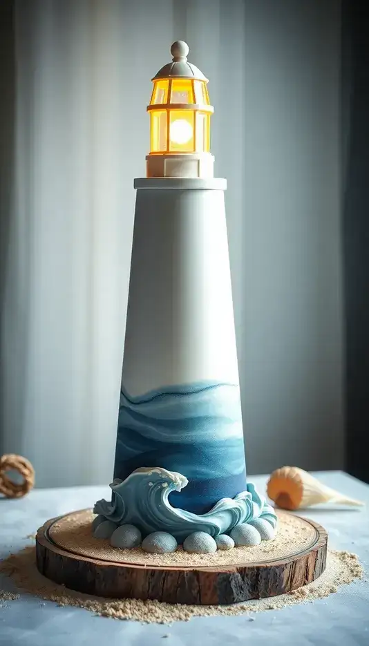 Lighthouse Cake with Soft Glowing Light Effect