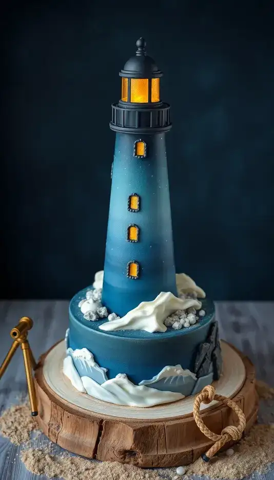 Under the Stars Lighthouse Cake Scene