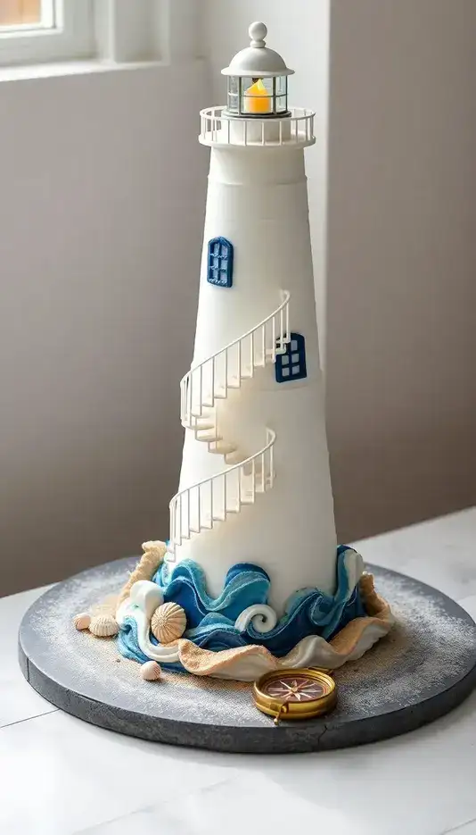 Twirling Spiral Staircase Lighthouse Cake
