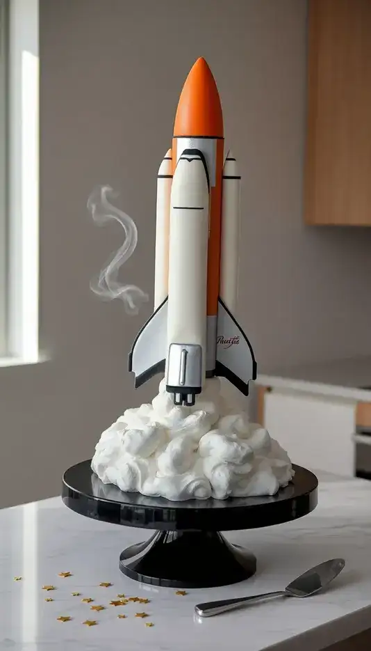 Space Shuttle Cake with Smoke